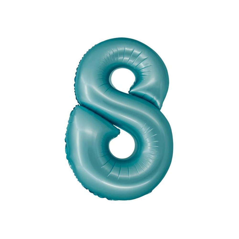 Number Light Blue Mat Blue number 8 foil balloon 76 cm
