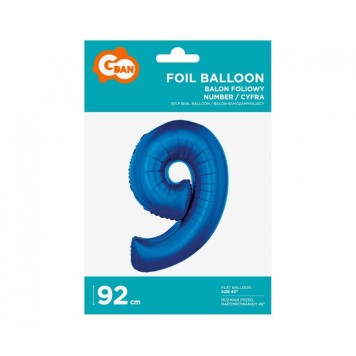 Number B&C Blue Blue Number 9 Foil Balloon 92 cm