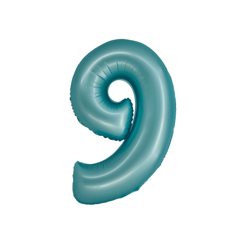 Number Light Blue Mat Blue number 9 foil balloon 76 cm