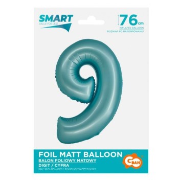 Number Light Blue Mat Blue number 9 foil balloon 76 cm