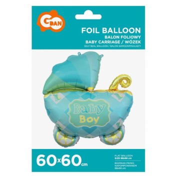 Baby Carriage Blue Blue Baby Stroller Foil Balloon 60 cm