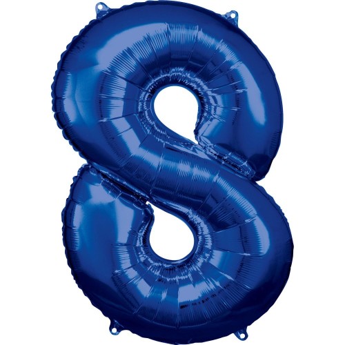 Number Blue giant number foil balloon 8, 83*53 cm