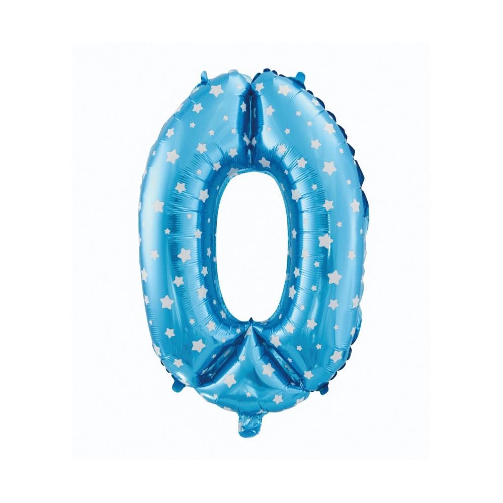 Number Blue with Stars Blue number 0 foil balloon 61 cm