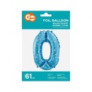 Number Blue with Stars Blue number 0 foil balloon 61 cm