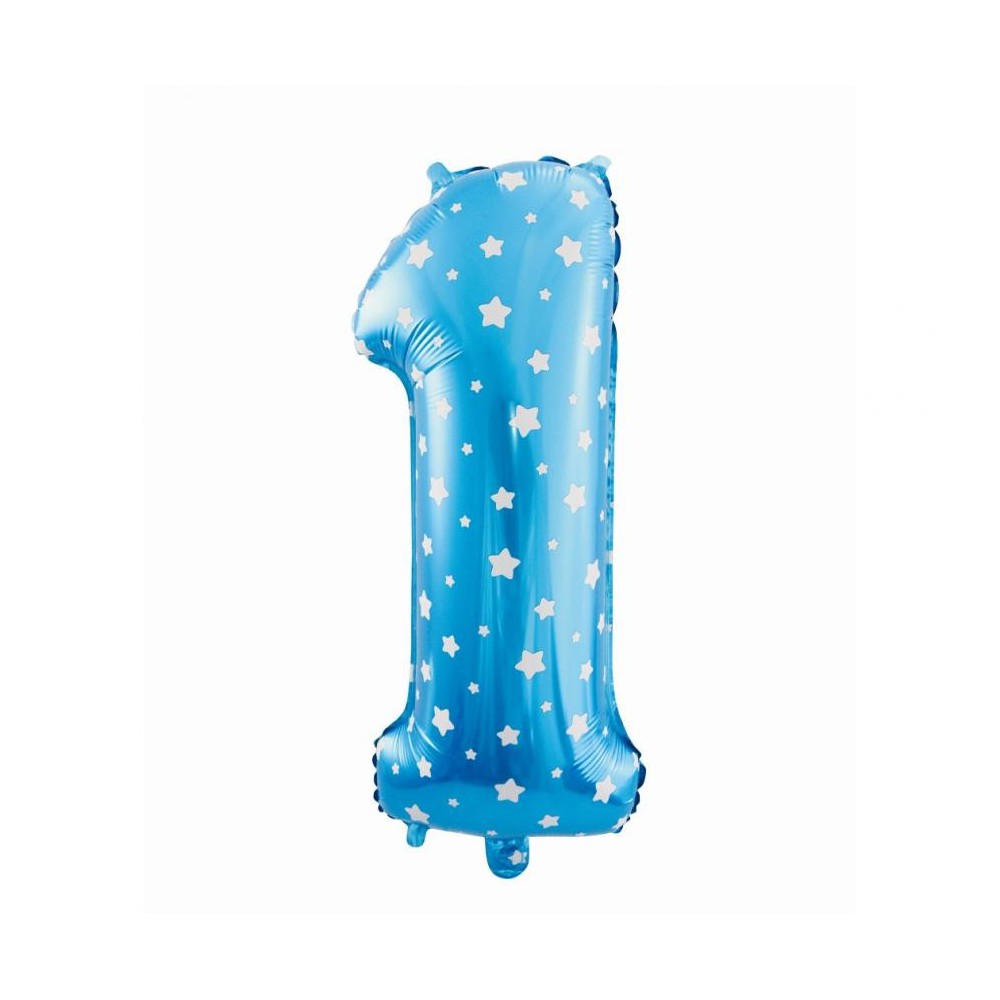 Number Blue with Stars, Blue number 1 foil balloon 61 cm