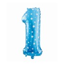 Number Blue with Stars, Blue number 1 foil balloon 61 cm