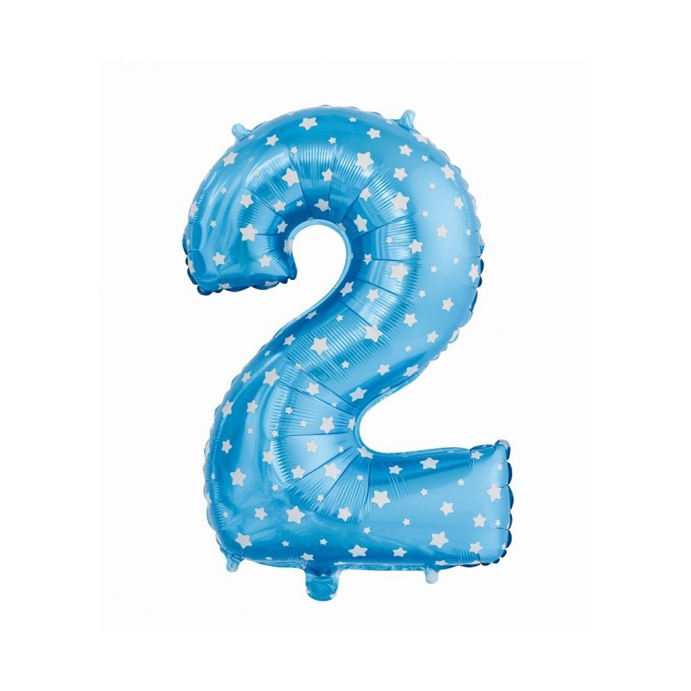 Number Blue with Stars, Blue Number 2 Foil Balloon 61 cm