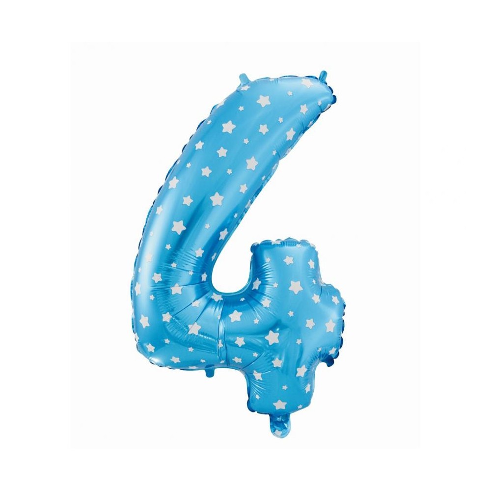 Number Blue with Stars Blue number 4 foil balloon 61 cm