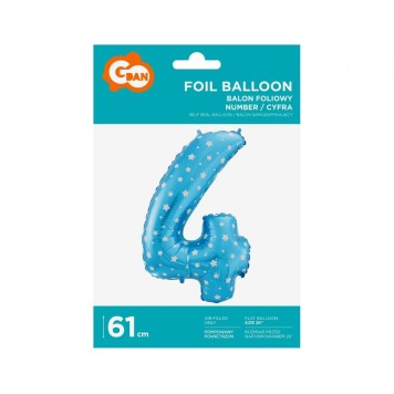 Number Blue with Stars Blue number 4 foil balloon 61 cm