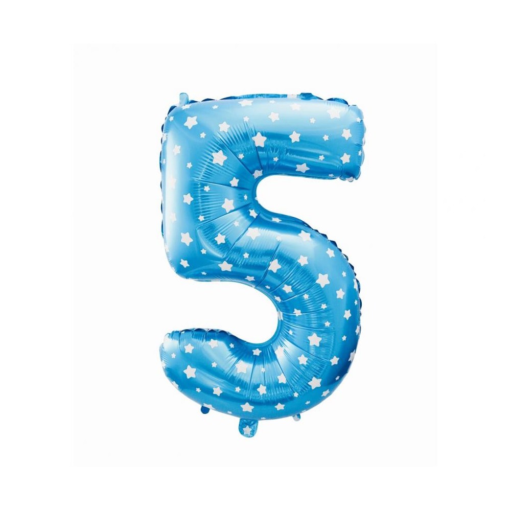 Number Blue with Stars, Blue number 5 foil balloon 61 cm