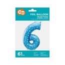 Number Blue with Stars, Blue Number 6 Foil Balloon 61 cm