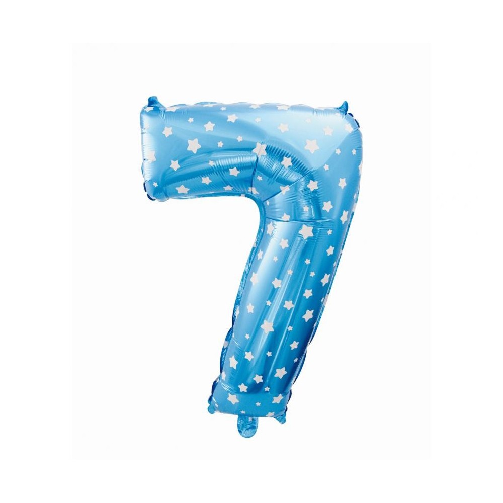 Number Blue with Stars Blue number 7 foil balloon 61 cm