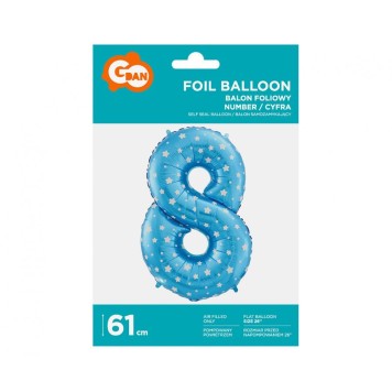 Number Blue with Stars Blue Number 8 Foil Balloon 61 cm