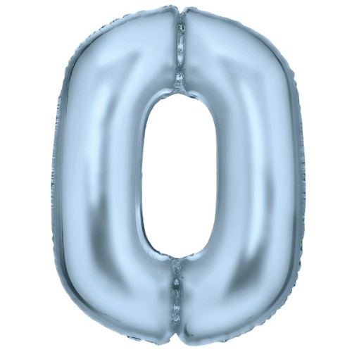 Number Lustre Pastel Blue, Blue Number 0 Foil Balloon 86 cm
