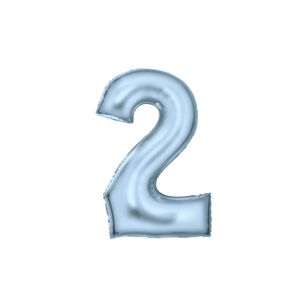 Number Lustre Pastel Blue, Number 2 Foil Balloon, Blue 86 cm