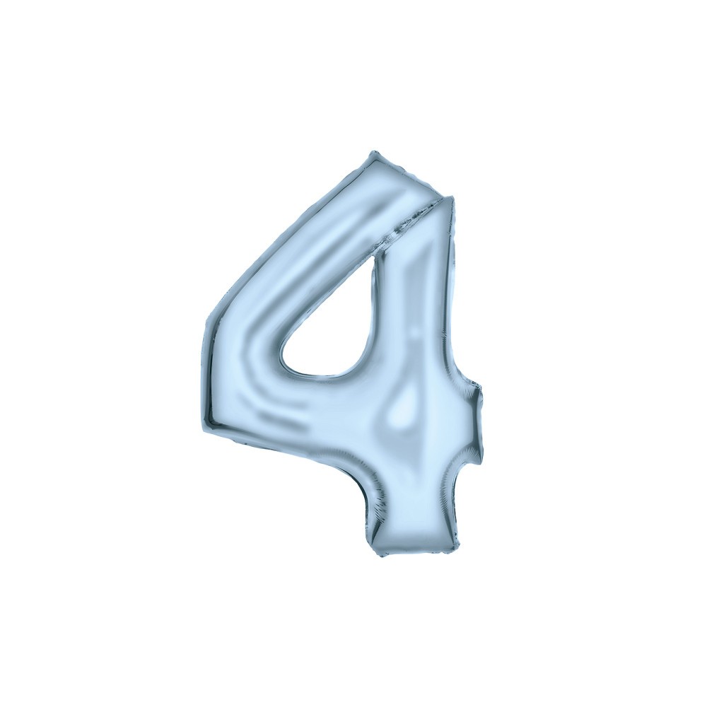 Number Lustre Pastel Blue, Blue number 4 foil balloon 86 cm