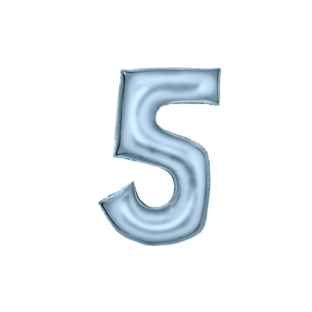 Number Lustre Pastel Blue, Blue Number 5 Foil Balloon 86 cm