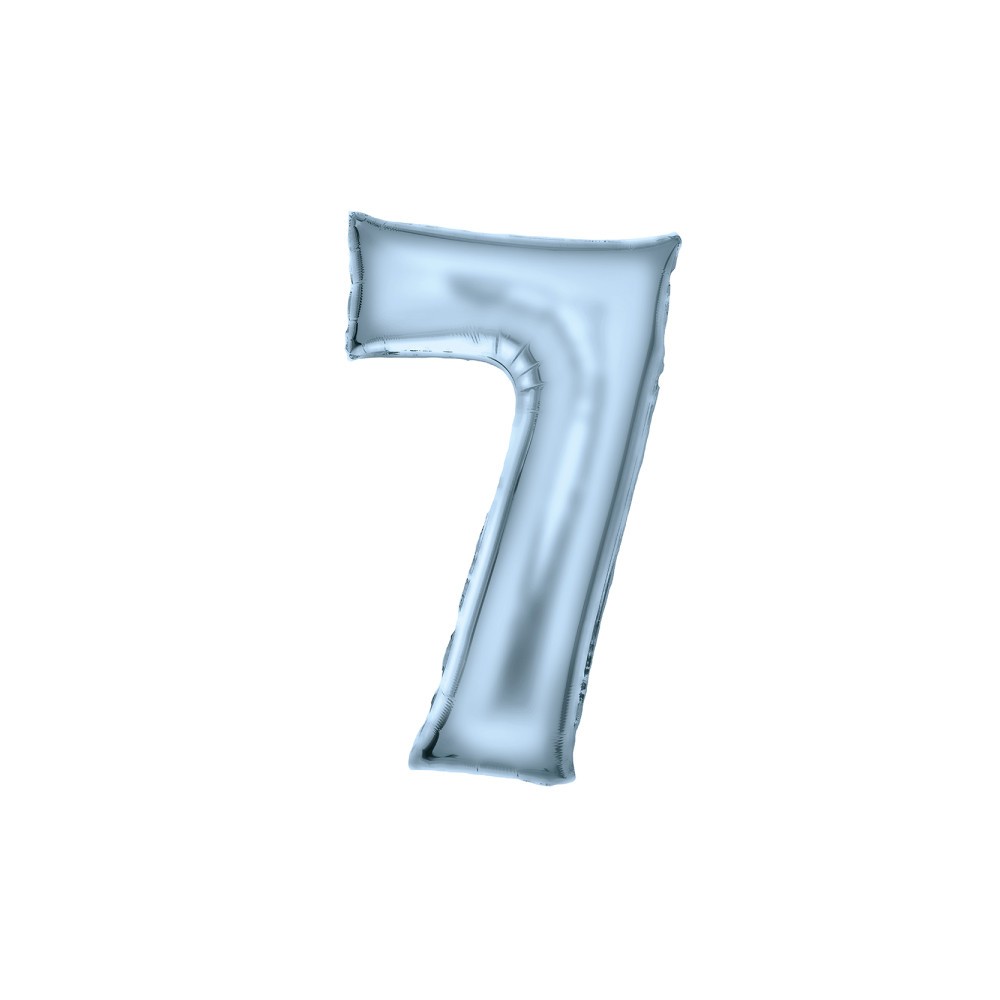 Number Lustre Pastel Blue, Blue Number 7 Foil Balloon 86 cm