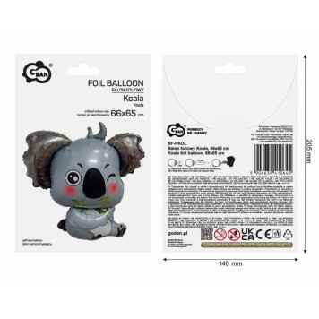 Animals Grey Koala foil balloon 66 cm