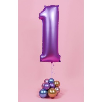 Number Lavender Mat Lavender Number 1 Foil Balloon 76 cm