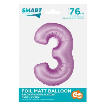 Number Lavender Mat Lavender Number 3 Foil Balloon 76 cm