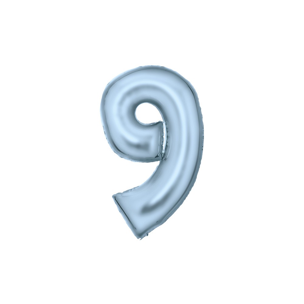 Number Lustre Pastel Blue, Blue Number 9 Foil Balloon 86 cm