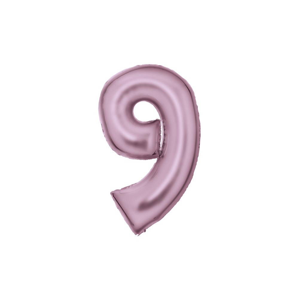 Number Lustre Pastel Pink, Pink Number 9 Foil Balloon 86 cm