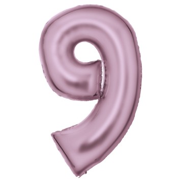 Number Lustre Pastel Pink, Pink Number 9 Foil Balloon 86 cm