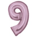 Number Lustre Pastel Pink, Pink Number 9 Foil Balloon 86 cm