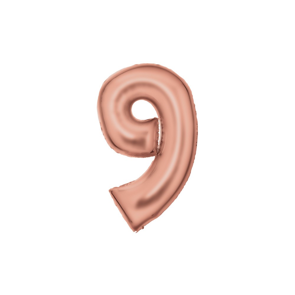 Number Lustre Rose Gold number 9 foil balloon 86 cm