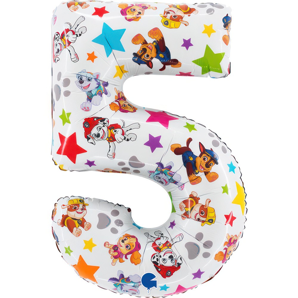 Paw Patrol Star Number 5 foil balloon 66 cm