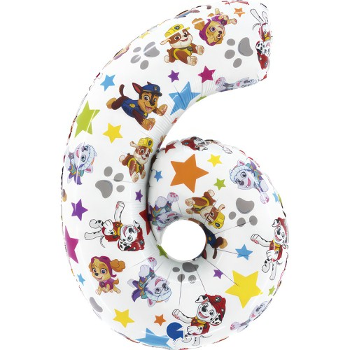 Paw Patrol Star Number 6 foil balloon 66 cm
