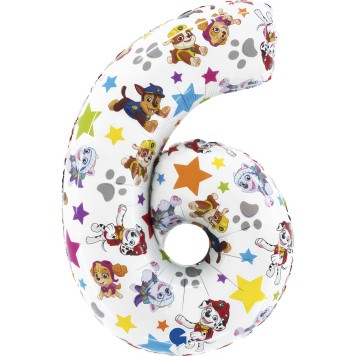 Paw Patrol Star Number 6 foil balloon 66 cm