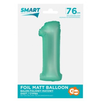 Number Mint Mat Mint Number 1 Foil Balloon 76 cm