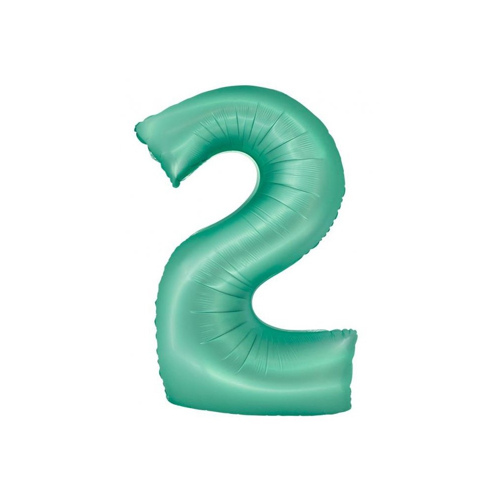 Number Mint Mat Mint-colored number 2 foil balloon 76 cm