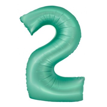 Number Mint Mat Mint-colored number 2 foil balloon 76 cm