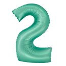 Number Mint Mat Mint-colored number 2 foil balloon 76 cm