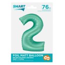 Number Mint Mat Mint-colored number 2 foil balloon 76 cm
