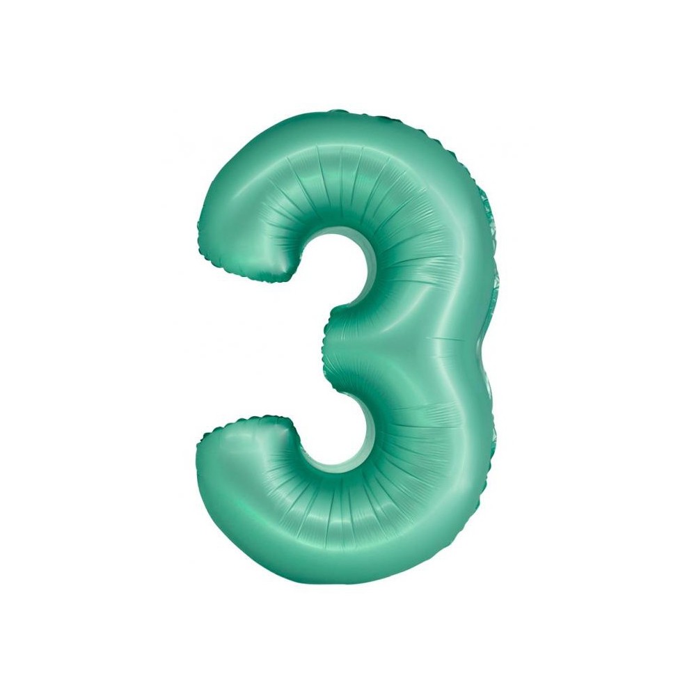 Number Mint Mat Mint number 3 foil balloon 76 cm