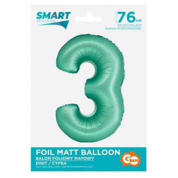 Number Mint Mat Mint number 3 foil balloon 76 cm