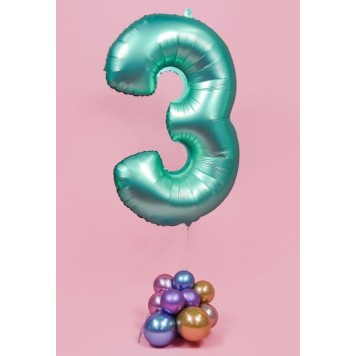 Number Mint Mat Mint number 3 foil balloon 76 cm