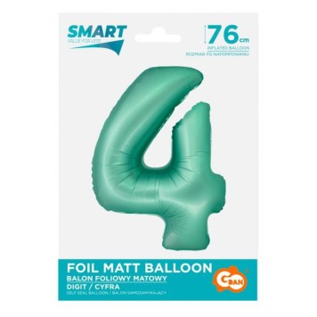 Number Mint Mat Mint number 4 foil balloon 76 cm