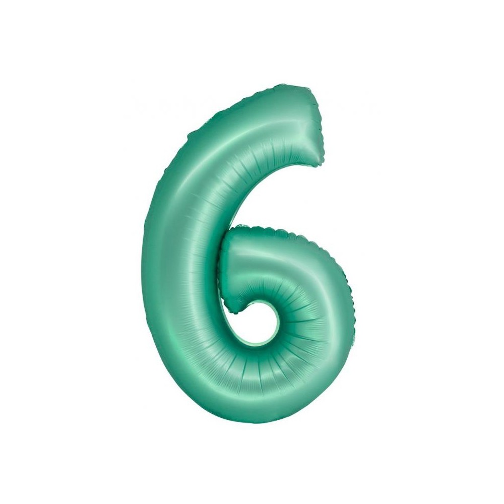 Number Mint Mat Mint green number 6 foil balloon 76 cm