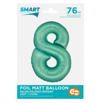 Number Mint Mat Mint 8 Number Foil Balloon 76 cm