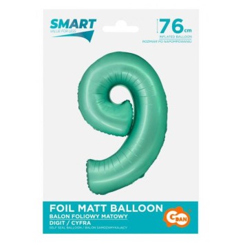 Number Mint Mat Mint Number 9 Foil Balloon 76 cm