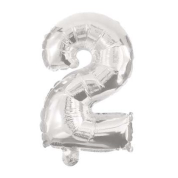 Number Giant 2 Silver Number Foil Balloon 85 cm
