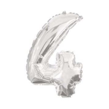 Number Giant Number 4 Silver Foil Balloon 85 cm