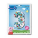 Peppa Pig Blue Number 3 foil balloon 66 cm