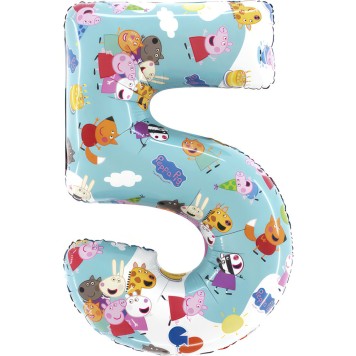 Peppa Pig Blue Number 5 foil balloon 66 cm