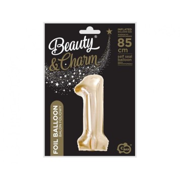 Number B&C Champagne Champagne-colored Number 1 Foil Balloon 85 cm